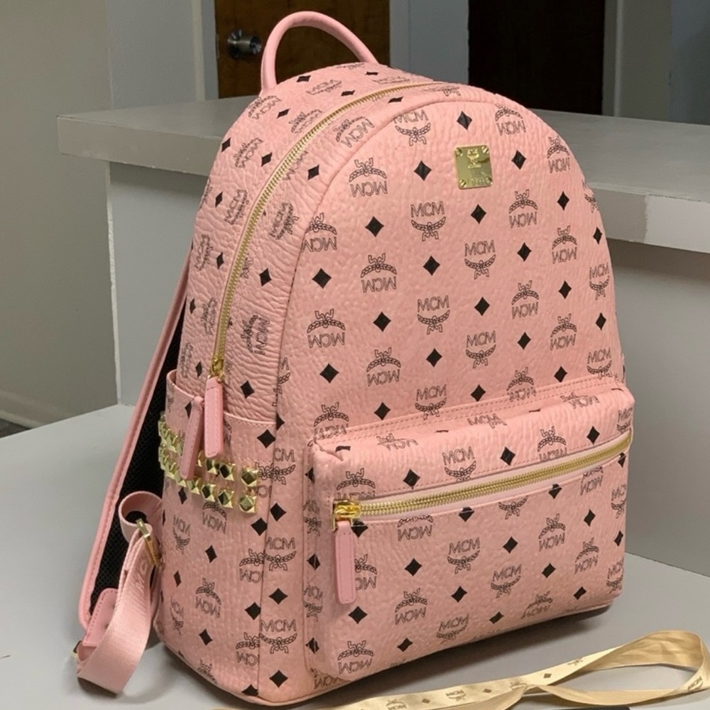 MCM Pink Medium Stark Visetos Backpack